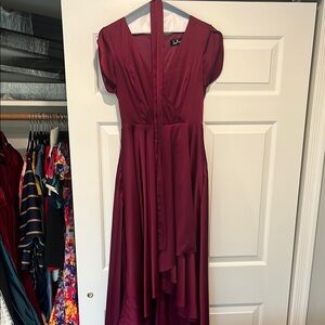 Lulu's Fallen For You Satin High/low Dress - Magenta